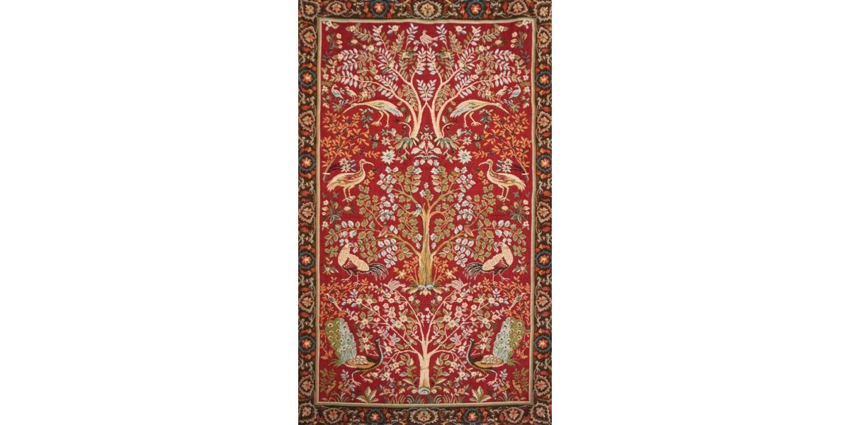 Gobelin tapiserie -  Arbre, fond  bleu - archives de « Tissage d’Art de Lys » by William Morris 